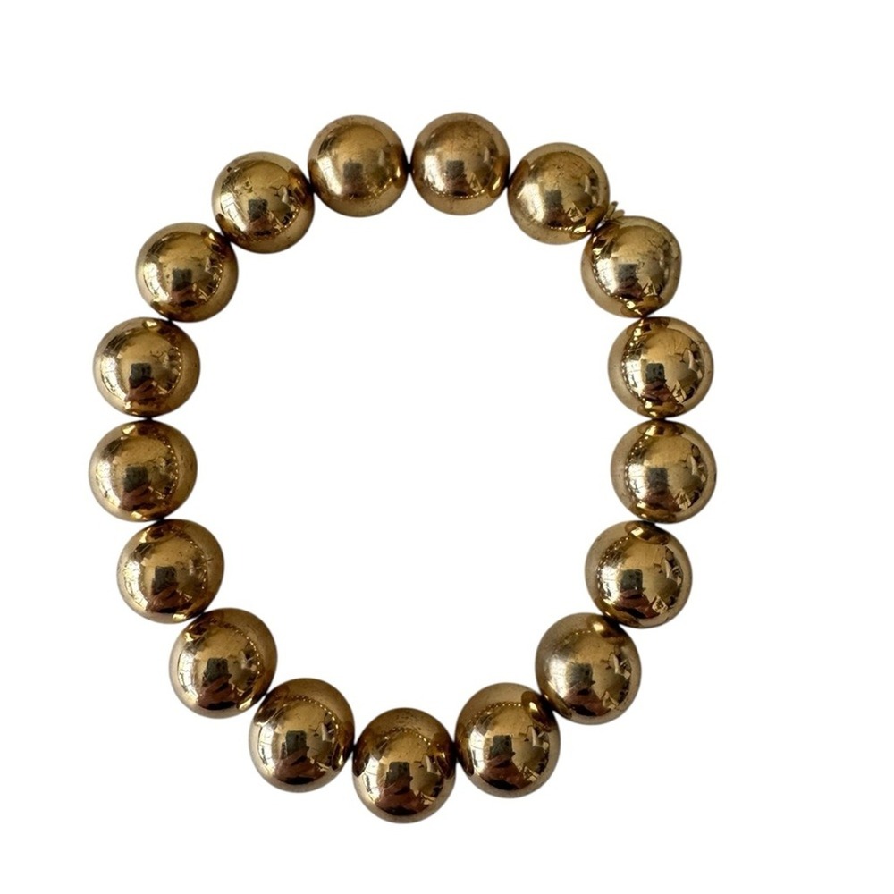 Womens Gold Beaded Stretchy Bracelet Boho Glam Y2K Statement Minimalist Festival